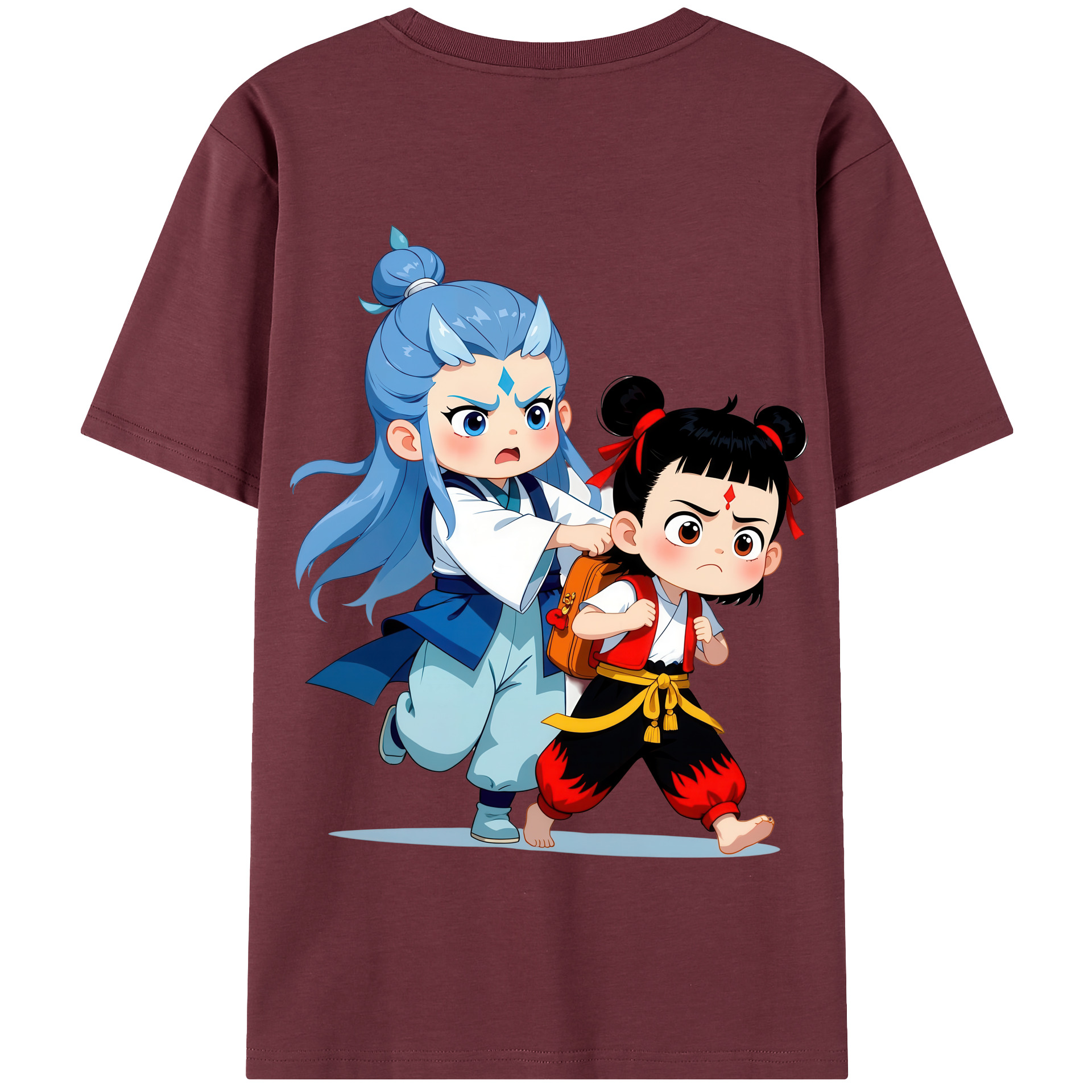 （画像用） Ne Zha 2 ナタ 魔童の大暴れ 綿100％半袖Tシャツ（背面プリント）